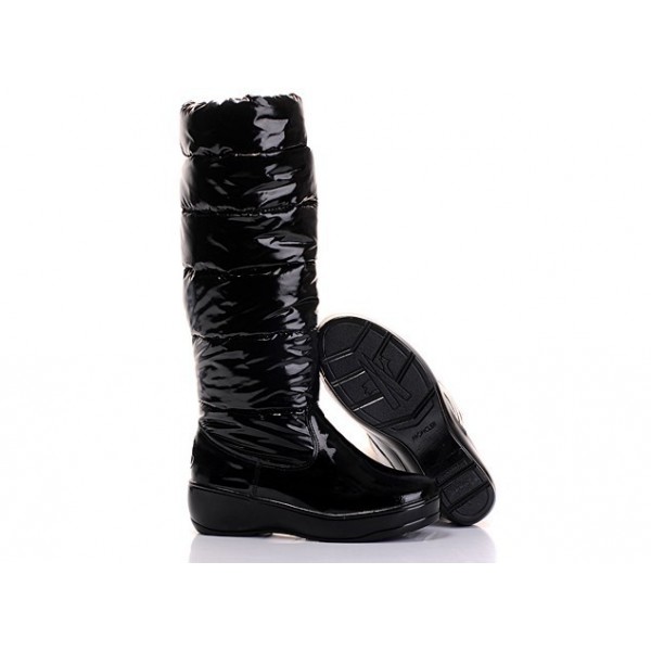 Moncler Moda pelle verniciata Simple nero caldo Stivaletti uscita